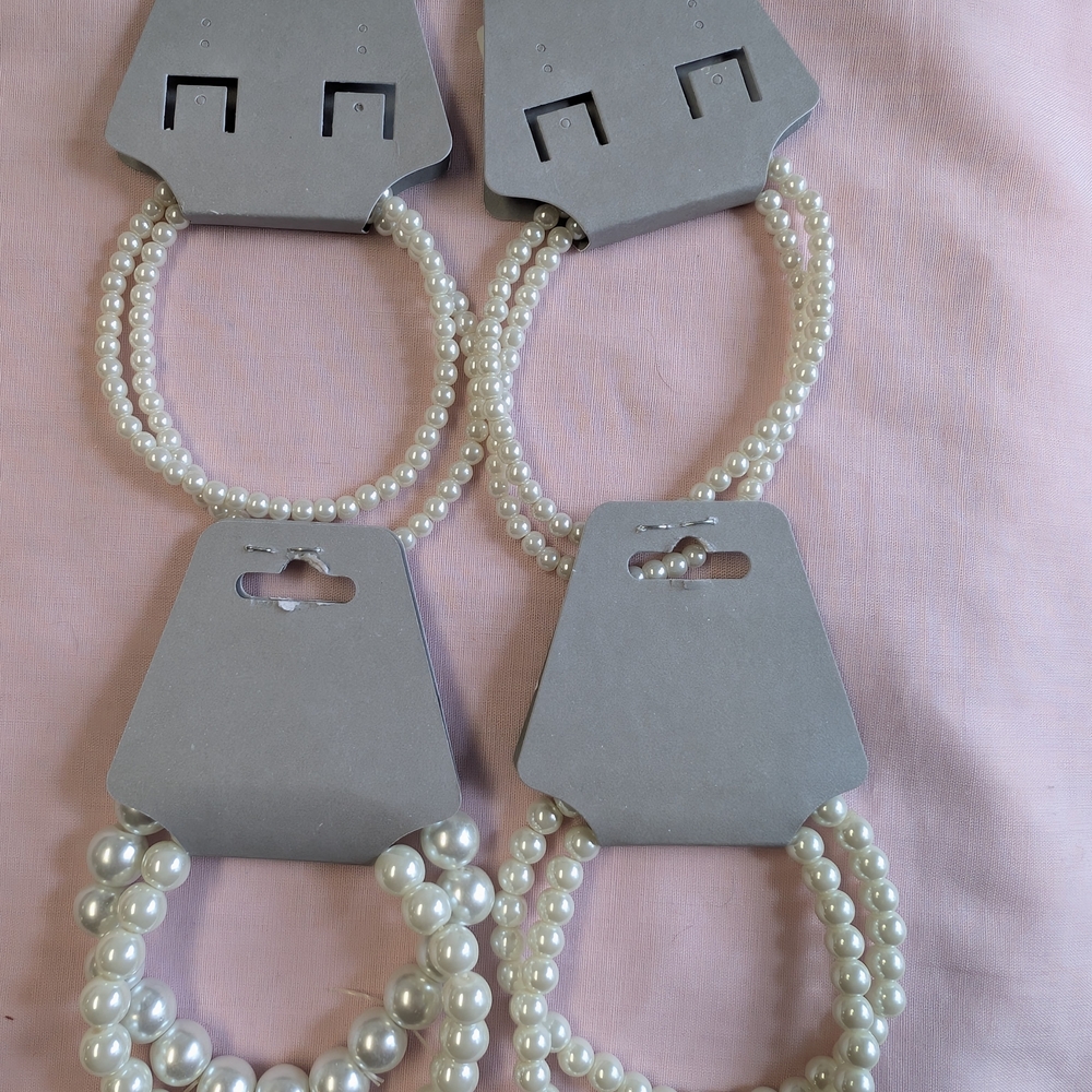 White Faux Pearl Bracelet Sets